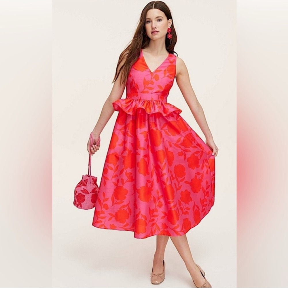 Kate Spade Vibrant Pink Floral Midi Dress